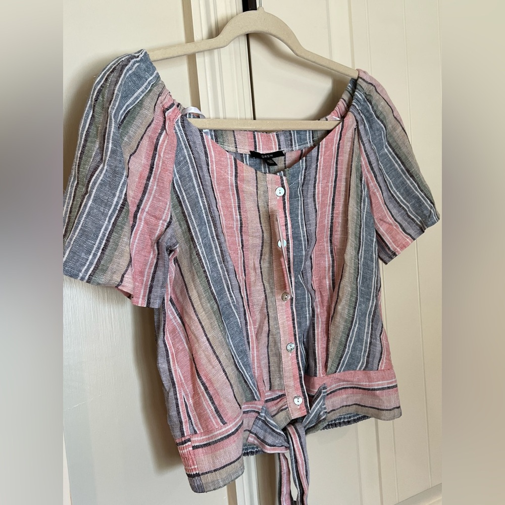 Drew Cropped Pastel Stripped Shirt